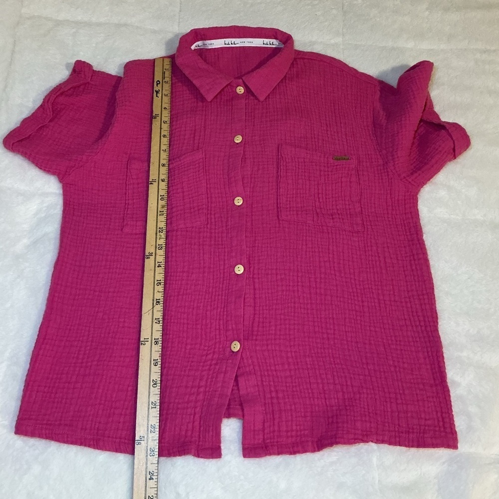 Nicole Miller Pink Button-Up Women's Top - Picture 4 of 5